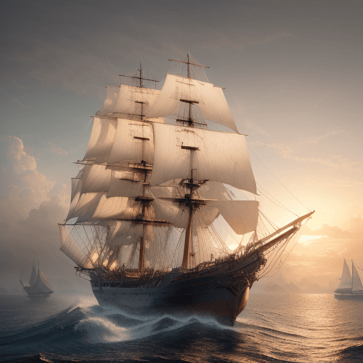 AI generated: Photo of a ultra realistic sailing ship, dramatic light, pale sunrise, cinematic lighting, battered,...