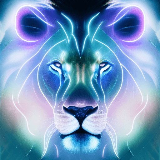 AI generated: a close up of a glowing lines on a  lion face with bright vibrant  inspired by David LaChapelle, mis...