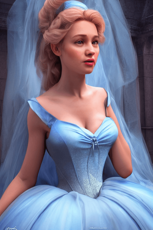 AI generated: Princess Cinderella, realistic face, anatomically correct body, beautiful face, 8k, art by irakli na...