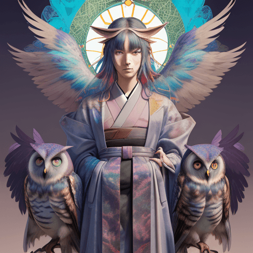 AI generated: the day after war, germany, colorful, ritual, feathered robe, omoide emanon, tsuruta kenji, murata r...