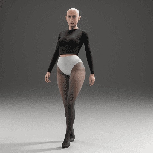AI generated: a human with white background,  no background, bald hair, black tights, full body, hyper realism, hi...