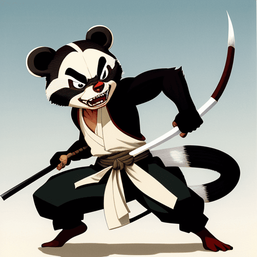 AI generated: badger samurai, art by Stan Sakai, big fangs