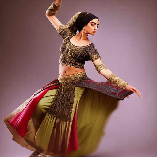 AI generated: Ultra high resolution photography of a medieval female Arabic Dancer, named Arundella