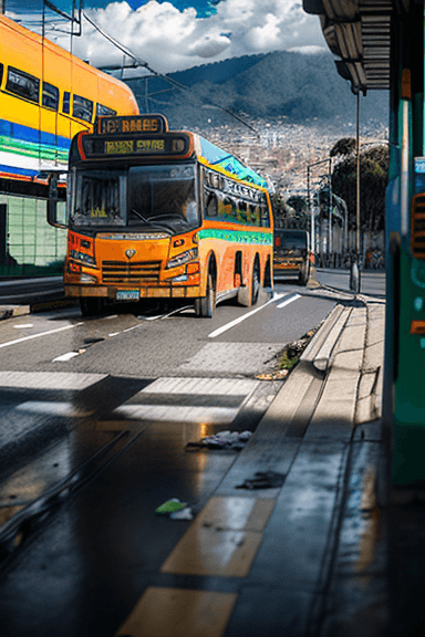 AI generated: Public transport vehicular roads with garbage in Bogota Colombia 8k, intricate detail, photorealisti...
