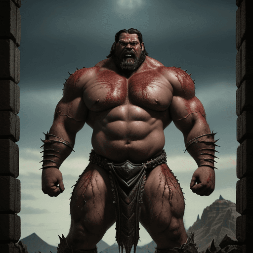 AI generated: Gorthor stands as a towering figure, reaching well over seven feet in height. His massive frame is a...