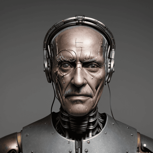 AI generated: The image features a 100 years very old man with a unique appearance, wearing a headpiece that resem...