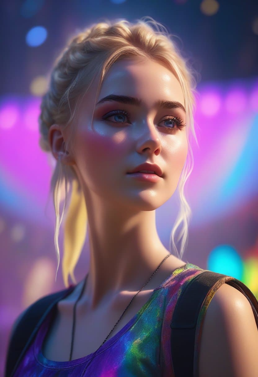 AI generated: Portrait of a young Nordic woman, infected with spores from The Last of Us, close-up shot, low angle...