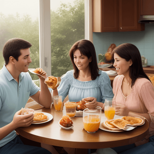 AI generated: High resolution photography of a family having breakfast.