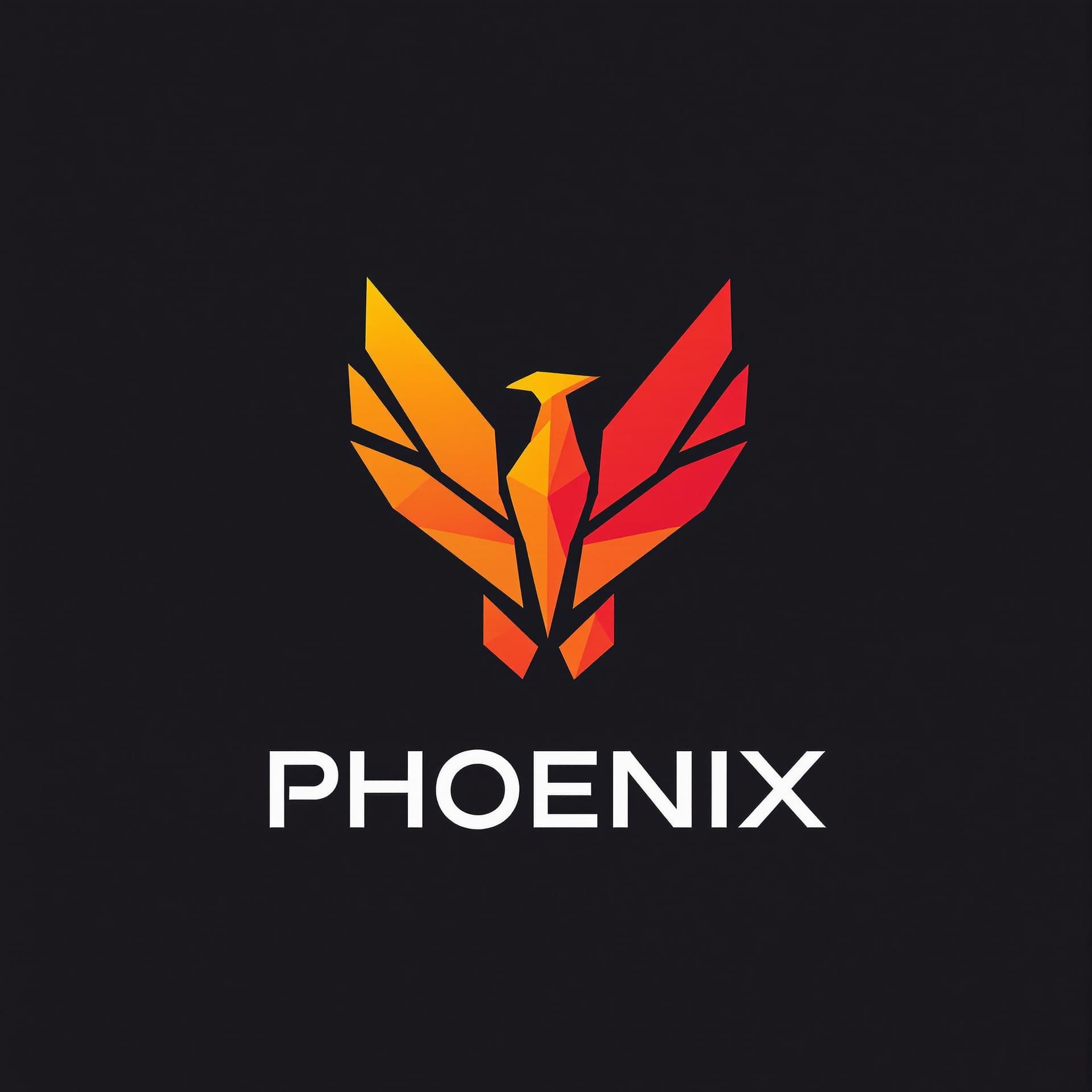 AI generated: A sleek and modern logo design for a tech startup, featuring a stylized geometric phoenix icon with ...