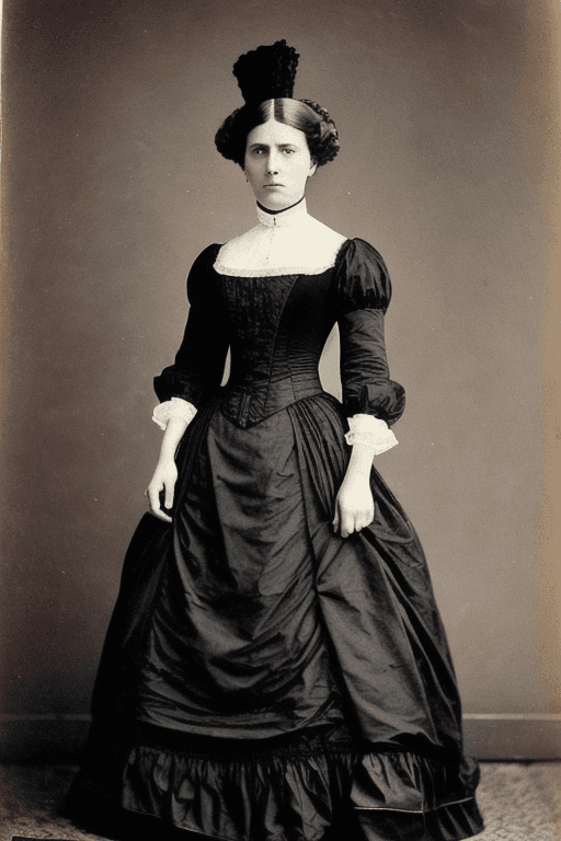 AI generated: a full-body color photo of a victorian duchess with a strict, impatient face expression