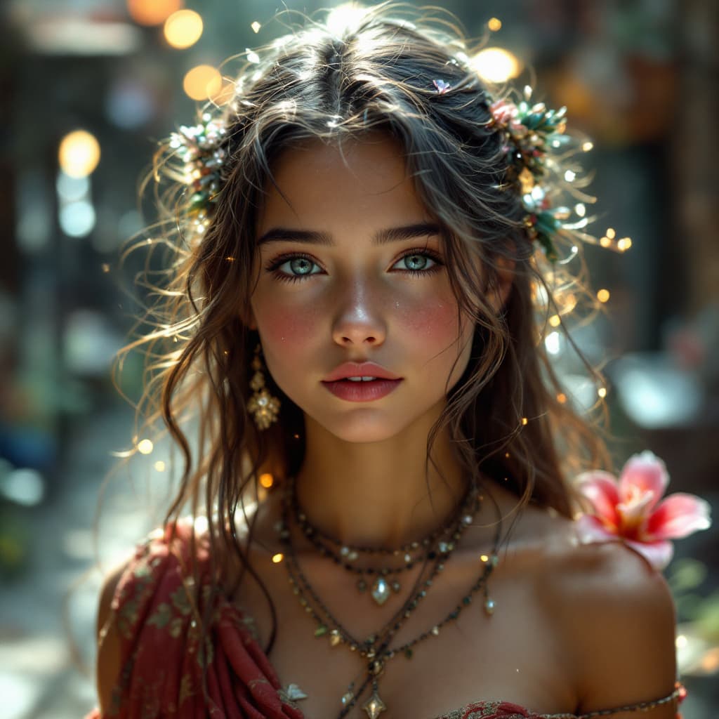 AI generated: a professional photo of a exceptionally of the most beautiful fae girl (age 13) in the world fae  wi...