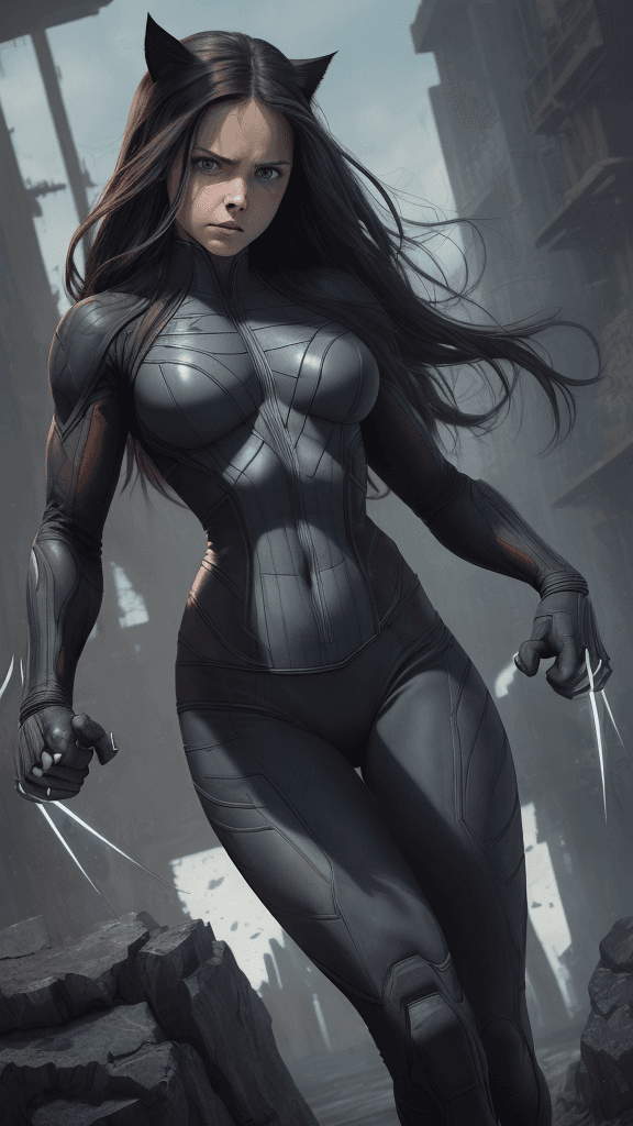 AI generated: (best quality, master:1.5) 16k HDR, Marvel Entertainment Art by, Wolverine (AKA Laura Kinney, X-23) ...