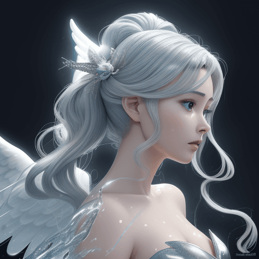 AI generated: an animated film about an angel and a woman in a silver dress, in the style of celebrity image mashu...