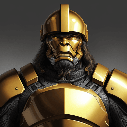 AI generated: A drawing of  supreme commander, still human but with slight Neanderthal-like features, 40 years old...