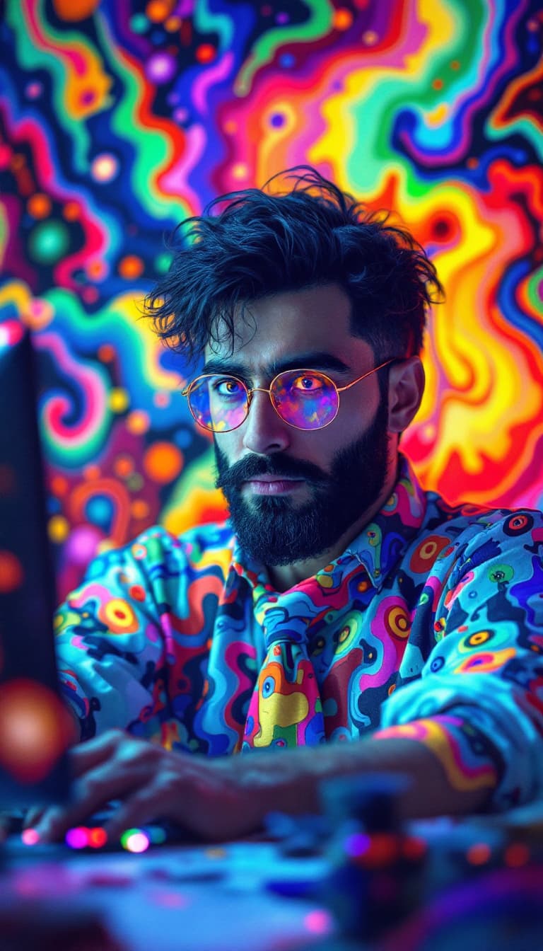 AI generated: Best quality, 4k, 8k, highres, masterpiece, extreme detail, realistic, colorful tie. Iranian man, fu...