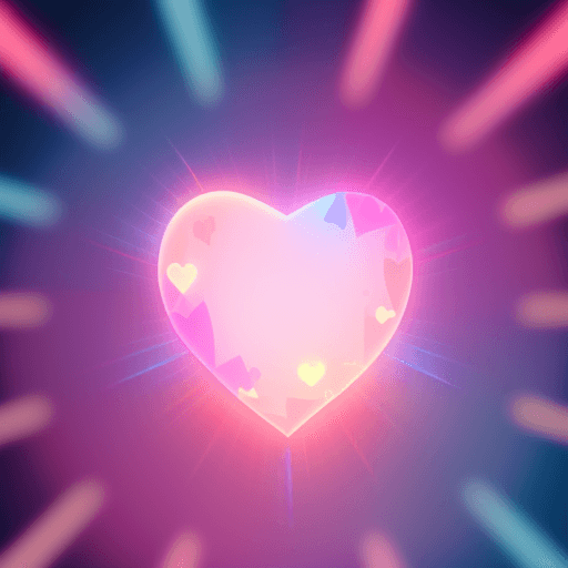 AI generated: A big 3D red heart in the middle of the screen with a fringe decoration around it with bright pink y...
