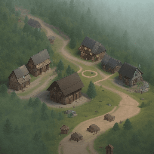 AI generated: The Forest Town:
The town is a small settlement situated at the edge of the forest. It consists of s...
