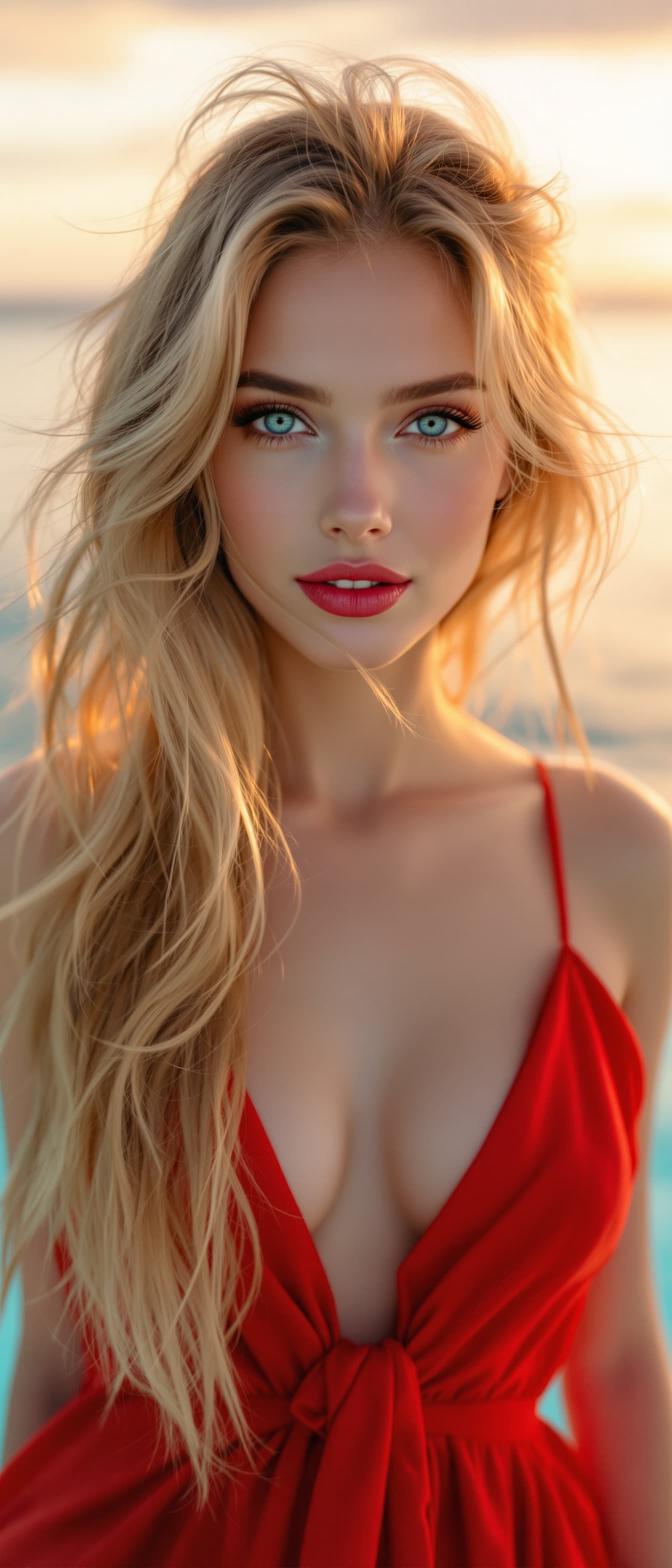 AI generated: "A dreamy, soft-focus full-hight vertical portrait photograph, dramatic cinematic style, warm golden...
