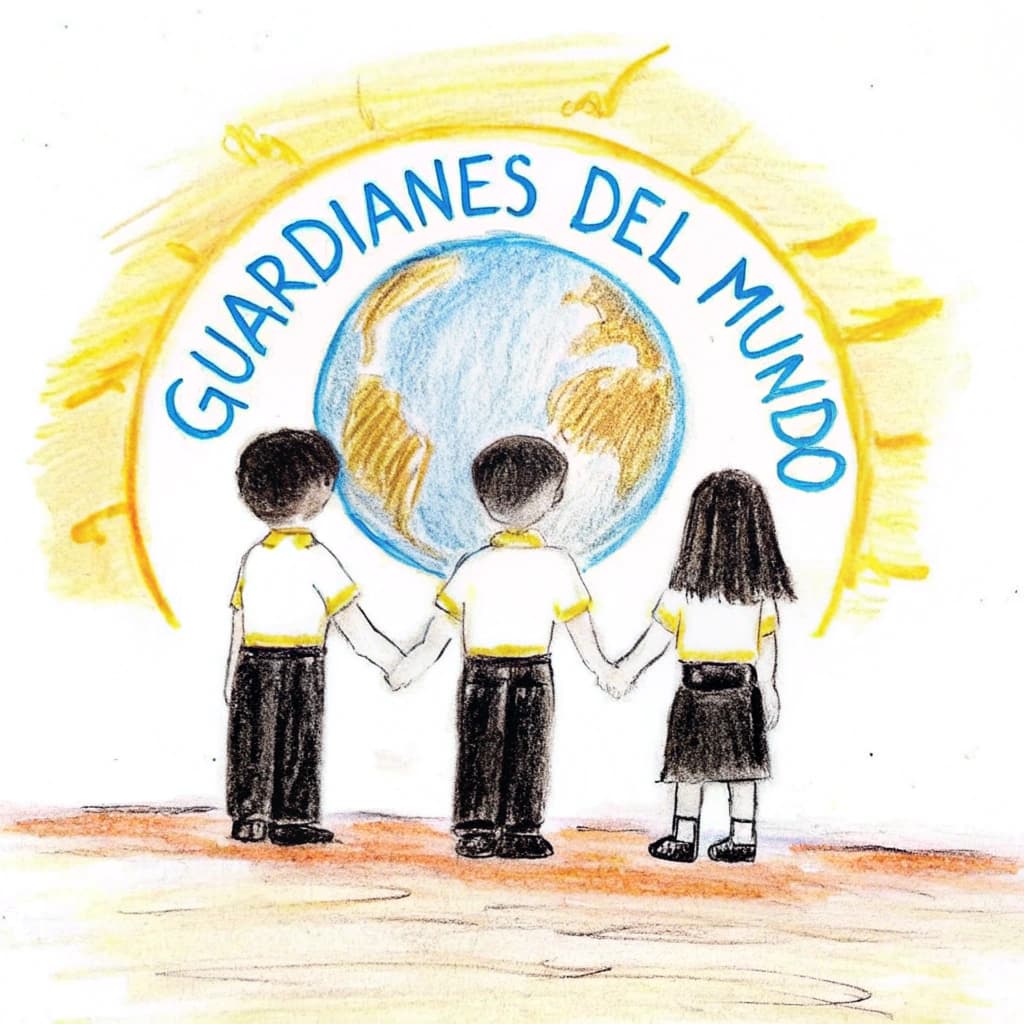 AI generated: Design an anagram logo specifically written "Guardianes del Mundo." I want the world ball to appear....