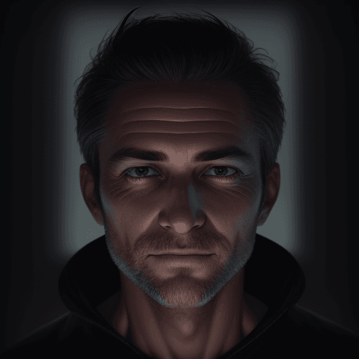AI generated: Hyper realistic image of a man in all dark saying good morning.