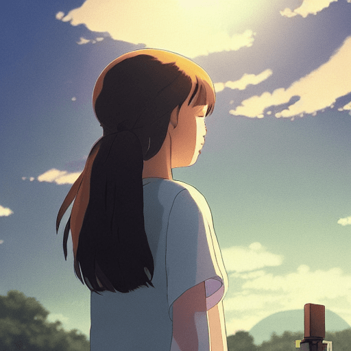 AI generated: woman holding an ipad with her hands looking at the screen, Digital 2D, animado por Kyoto Animatioby...