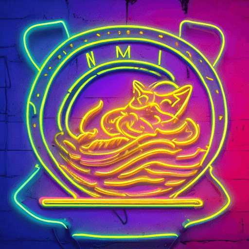 AI generated: "neon images of a neon lit sign with the text 'VDM' and a neon lit cat symbol with amazing high deta...