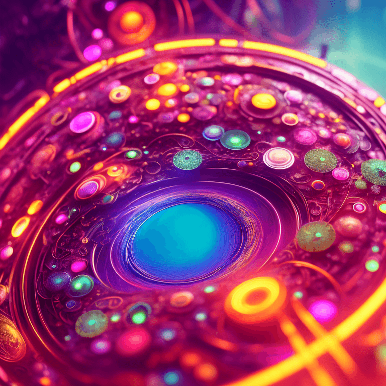 AI generated: classical music, 35mm lens, beautiful macro close-up imagery, vibrantly lush neon lighting, volumetr...