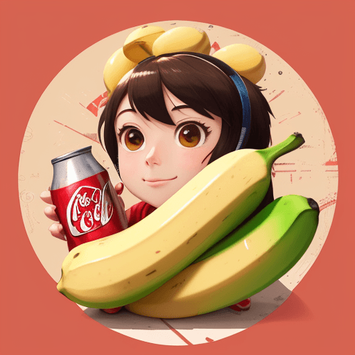 AI generated: Close-up, (front view), extremely detailed close-up illustration showing a cute banana cartoon chara...