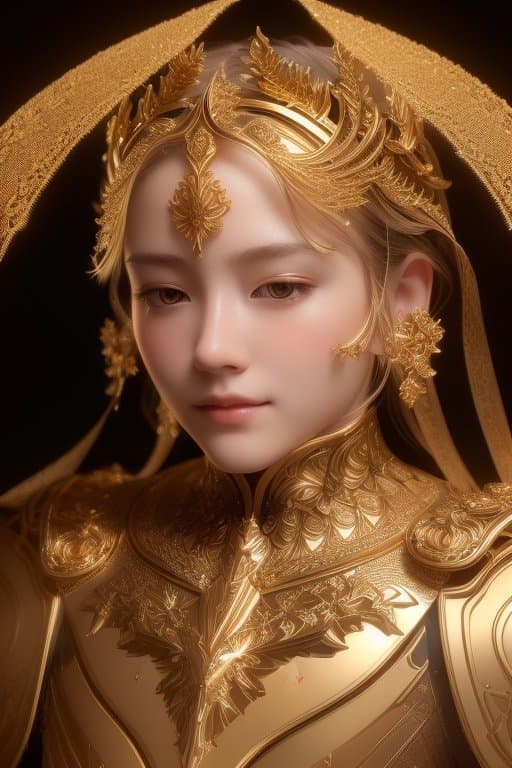 AI generated: helios - the primordial sun beautiful natural soft light, rim light, gold fractal details, fine lace...