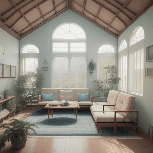 AI generated: High resolution photography interior design, dreamy sunken living room conversation pit, wooden floo...