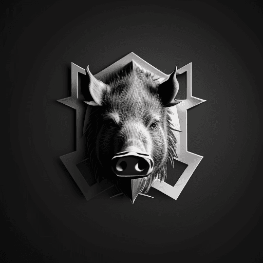 AI generated: high quality logo of a boar, more detailing, made in black metal, geometry, vector, symmetry, realis...