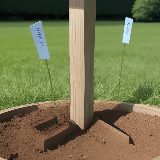 AI generated:  stakes planted in the ground, tip upwards, aligned and spaced 1.5m apart, they measure 1.5m high an...