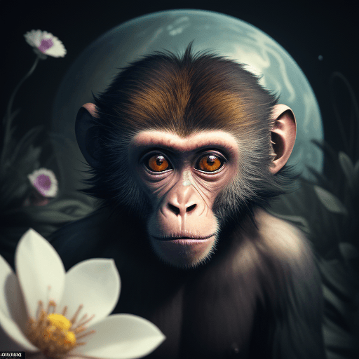 AI generated: (Masterpiece and highly detailed:1.2), close up shot, centered, Instagram able, sharp focus, A Monke...