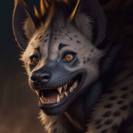 AI generated: Hyper detailed portrait of an African were-hyena with Fearsome detailed fangs and frightening detail...