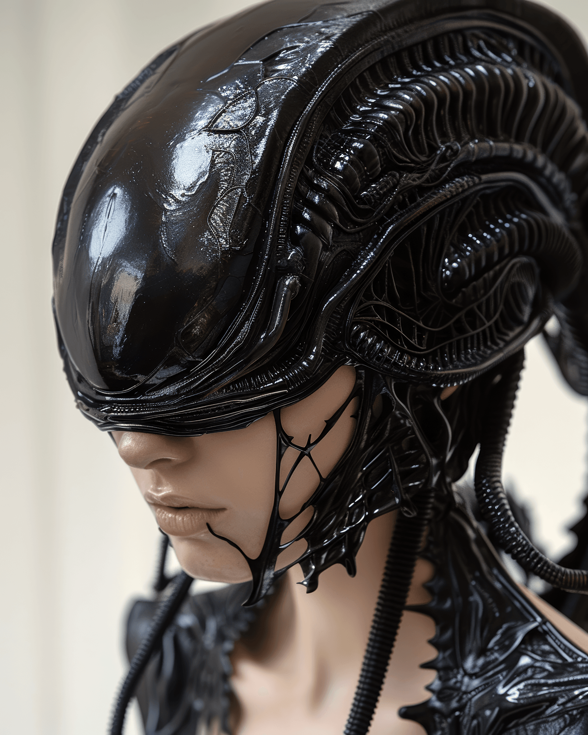 AI generated: Face hugger from the movie Aliens but as a luxury Face Mask for the company Louis Vuitto, profession...