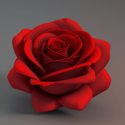 AI generated: crear una rosa roja en 3D, sin hojas y sin tallo, 8k