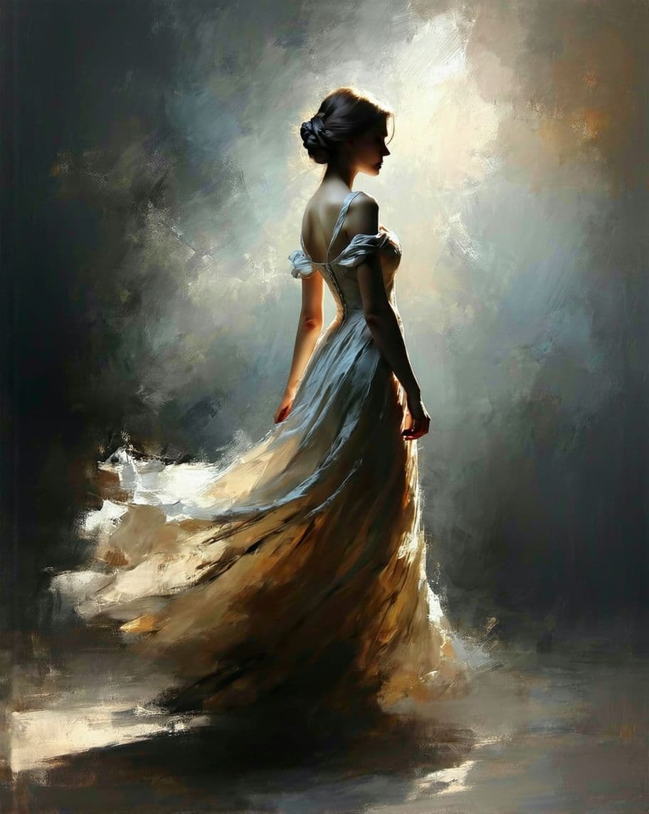 AI generated: Imagine a figura elegante retratada na fotografia transformada em uma pintura impressionista ao esti...