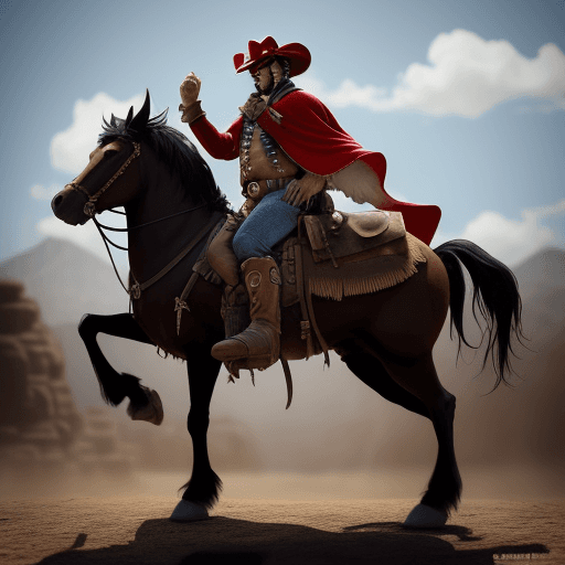 AI generated: multi form from Super Mario dressed as a cowboy from Red Dead Redemption, Mario has a pancho, a cowb...
