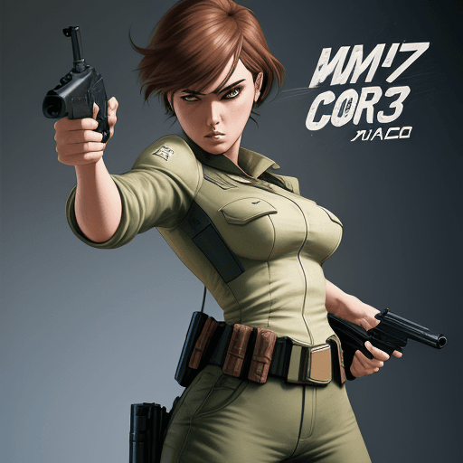 AI generated: an image of an animation character holding a gun, in the style of womancore, comic art, realistic oi...