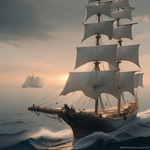 AI generated: Photo of a ultra realistic sailing ship, dramatic light, pale sunrise, cinematic lighting, battered,...