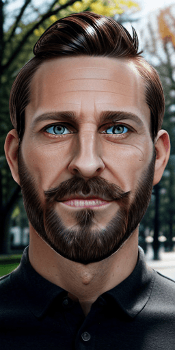 AI generated: Hyper realistic eye level 3/4 body 
outdoors in a city park   photo of a 35 year old man, fit, lean ...