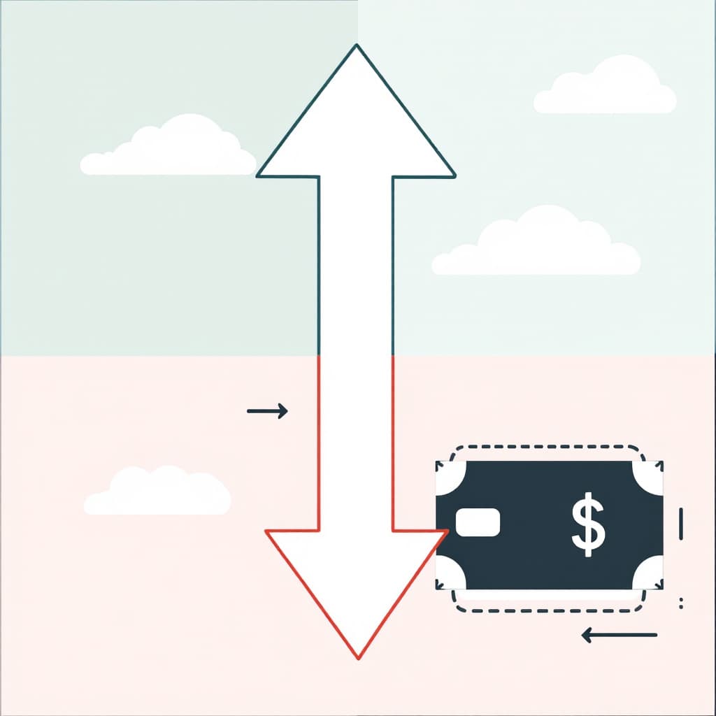 AI generated: Illustration of bills/credit cards with downward arrows