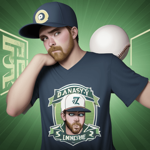 AI generated: a fantasy baseball league team logo that resembles someone with morning after regret, --aspect 7:2, ...