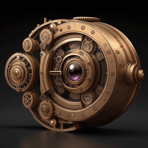 AI generated: Steampunk, 8K 3D, 8k Resolution, Steampunk, An Eye Where The Inside Of The Eye Is Formed By A Moveme...