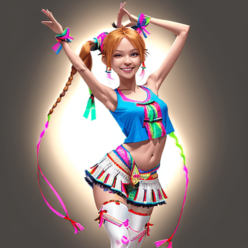 AI generated: Full-length bdy profile photo of a skinny slim petite female posing with arms raised and hands behin...