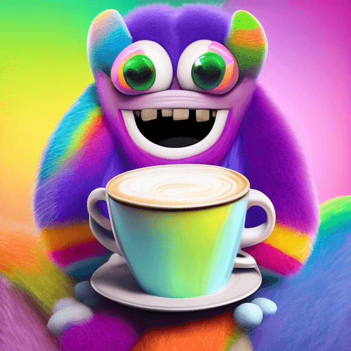 AI generated: "An absolutely adorable and quirky squismallow creature with rainbow fur is depicted in a medium pro...