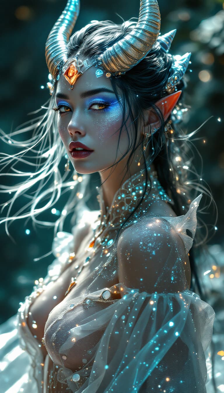 AI generated: An ultra-realistic, full-length image of a gorgeous woman, who seems to emanate a luminous glow, wit...
