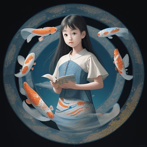 AI generated: masterpiece, concept art, Picture a scene resonating with serenity and imagination. A young girl eng...