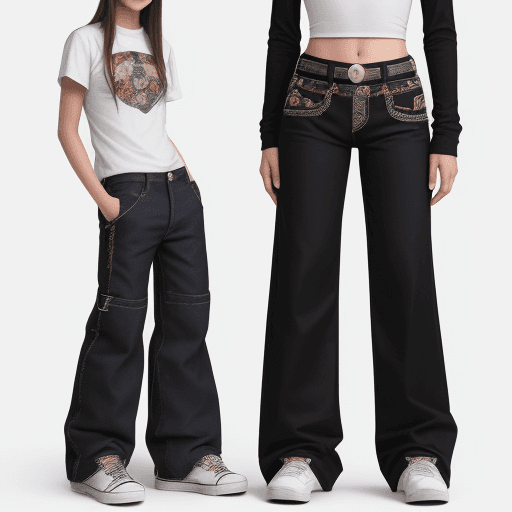 AI generated: modelos usando pantalones jnco