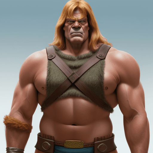 AI generated: homer as He man, realistic 